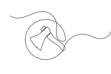 Obraz premium Axe continuous one line drawing minimalist style isolated outline vector illustration