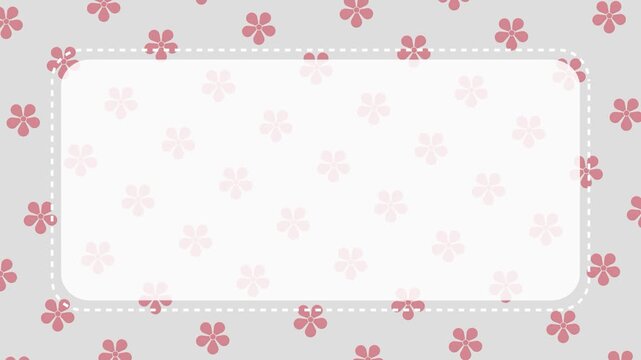 Japanese Cherry Blossom Floral Frame Animation with Pink Sakura Pattern Background