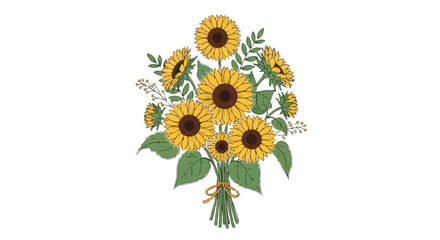 Naklejka premium Hand Drawn Sunflower Bouquet Illustration