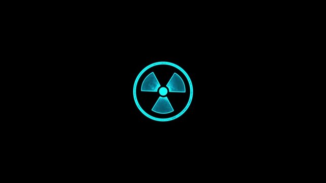 Radioactive Zone sign video animation. Radioactive sign animated icon active radio symbol round triangle and hexagon screen 4k looping. Radioactive Symbol Surrounded 