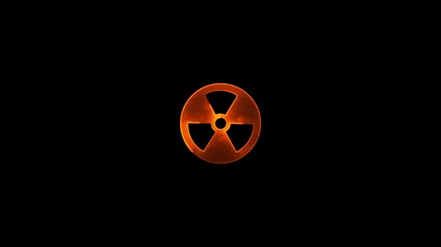 Radioactive Zone sign video animation. Radioactive sign animated icon active radio symbol round triangle and hexagon screen 4k looping. Radioactive Symbol Surrounded 