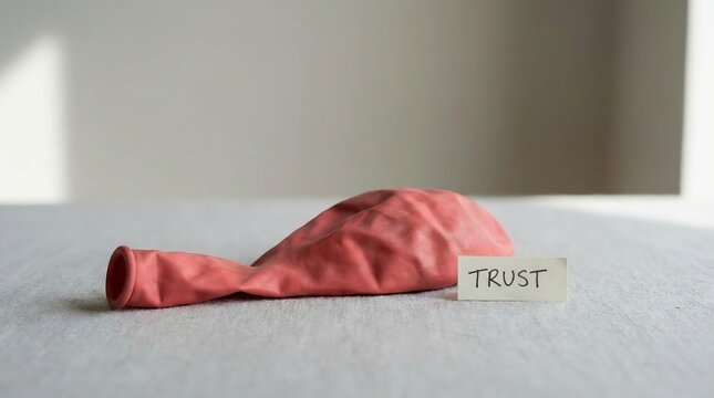 Deflated Balloon with Trust Label &ndash; Broken Trust, Betrayal and Emotional Damage Concept