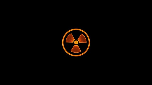 Radioactive Zone sign video animation. Radioactive sign animated icon active radio symbol round triangle and hexagon screen 4k looping. Radioactive Symbol Surrounded 