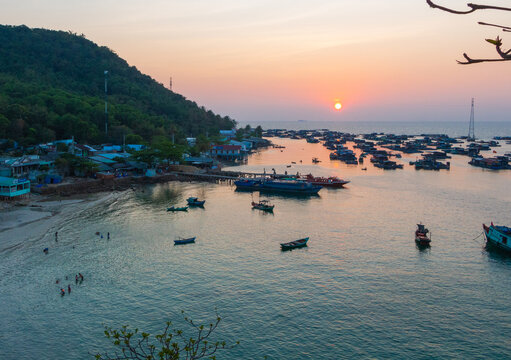 Sunset on Hon Nghe, An Giang Province, Vietnam
