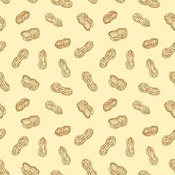 doodle peanut seamless pattern background. doodle peanuts pattern for packaging.