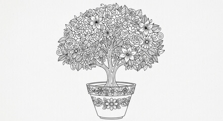 Fototapeta premium Tree in a basket illustration.