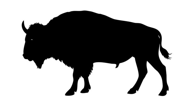 American Bison Silhouette Vector Illustration Isolated on White