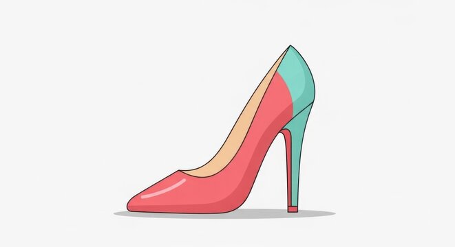 Stylish High Heel Shoe with Two Tone Color Design.