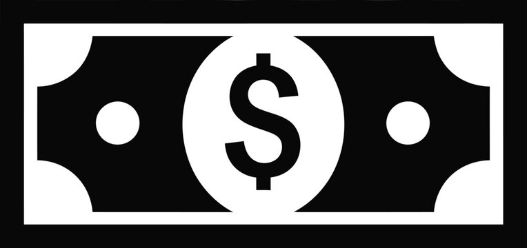 Dollar bill, cash icon, money symbol, finance vector
