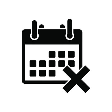 A black and white icon depicts a calendar with a large x marking a date as cancelled