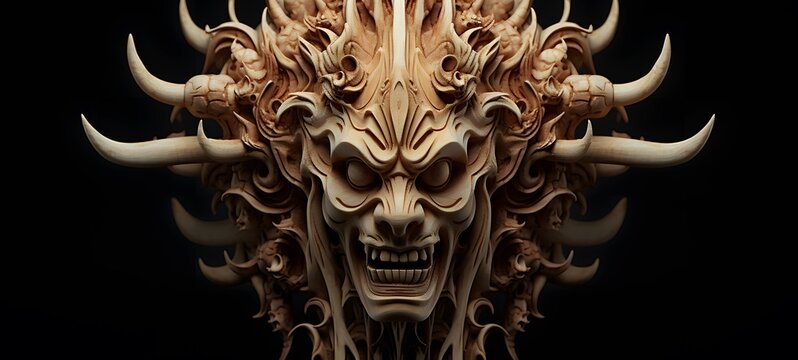 devil shaped matchstick carving,generative AI