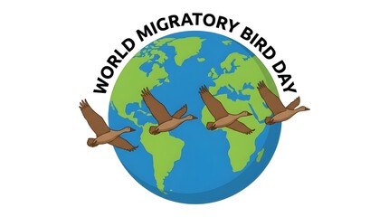 Naklejka premium A colorful illustration of the Earth celebrating World Migratory Bird Day
