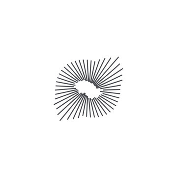Geometric shape with radiating lines.