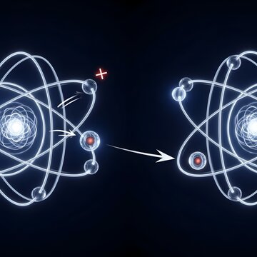 Atomic reaction with electron transfer process.