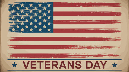 Fototapeta premium Veterans Day American flag illustration with grunge effect and patriotic text