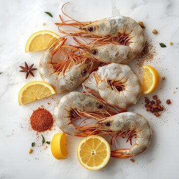 Fresh Raw Shrimp with Lemon