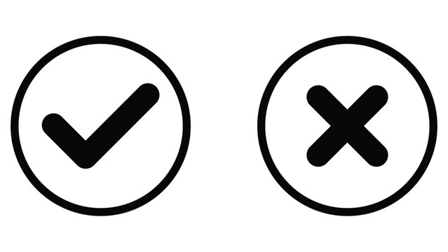 Check mark icon. approved and reject icon. black check mark icon. vector illustration.