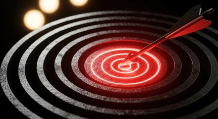 Fototapeta premium Red Arrow Hitting the Center of a Black Target