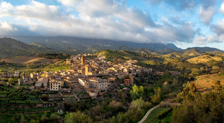 Obraz premium Poboleda is a medieval town overlooking the Montsant mountain range in the Priorat region, Tarragona province, Catalonia, Spain