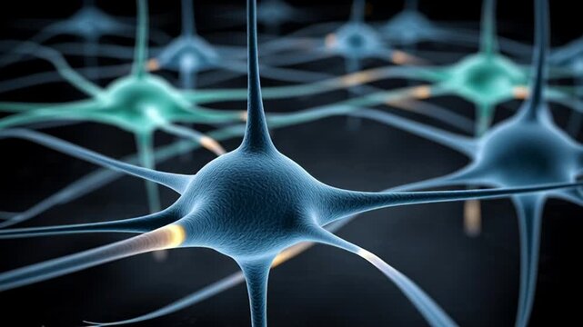 Abstract neural network illustration depicting interconnected neurons and synapses symbolizing artificial intelligence machine learning data science and complex digital systems