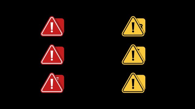 Warning banner motion graphic on transparent background. Disclaimer, trigger warning, spoiler alert sign animated with alpha channel. Content warning, sensitive content.