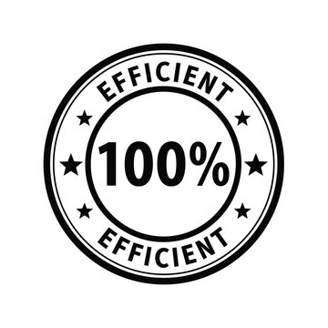 A black circular badge displays the word efficient above and below a central 100 with stars