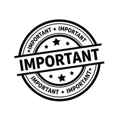 Obraz premium A circular black stamp boldly declares important with repeating text and surrounding five pointed stars high quality professional