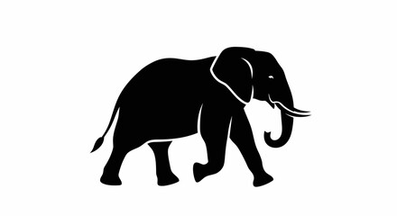 Fototapeta premium Black silhouette of an elephant walking.