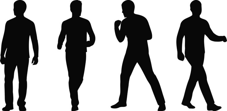 Sequential silhouettes of a person walking in different stages of motion Vector
