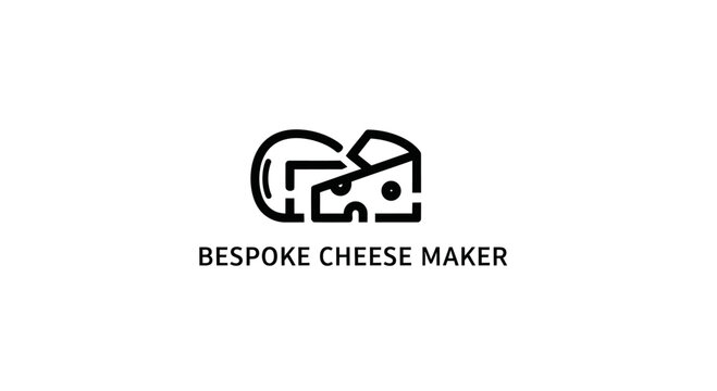 Minimalist cheese maker logo with cheese slices and text