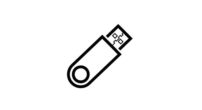 USB Flash Drive Icon - Simple Line Art Vector Graphic
