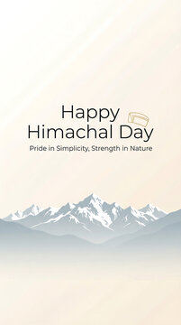 Himachal day celebration with snowy mountain range and happy himachal day text