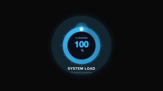 Blue circular loading symbol showing system load completion suitable for technologyrelated presentations, websites, software updates, and progress indicators.