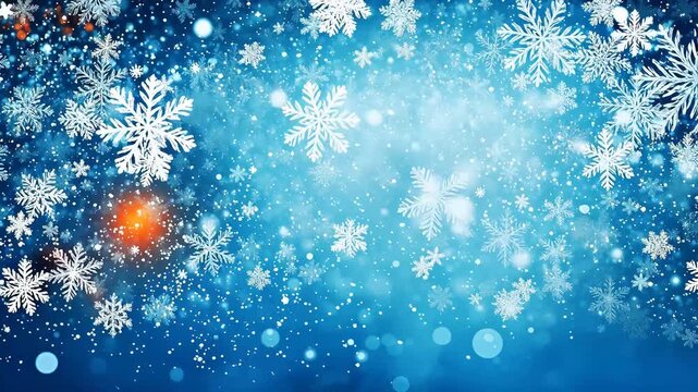 Digital blue snowflake geometric abstract  background