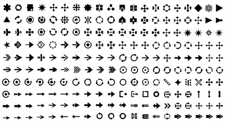 Fototapeta premium Various Arrow Symbols and Shapes in Black and White Design