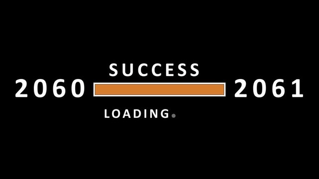 The year 2060 evolves into 2061 with a loading bar signifying that success is in progress, presented on a black backdrop, representing forward momentum and future aspirations