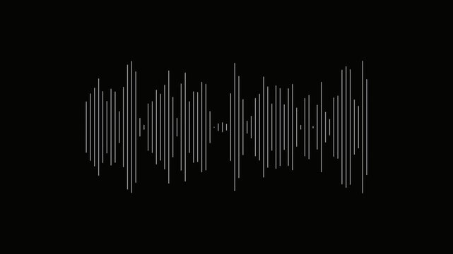 Soundtrack wave equalizer- Podcast sound waves for online audio streaming motion on black screen background. Audio wave digital frequency. Music waves oscillation animation 4k