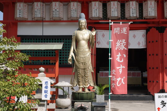 Standing Bodhisattva Before Temple Banner