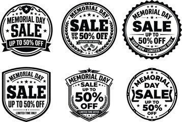 Fototapeta premium Set of memorial day sale badges and labels vector