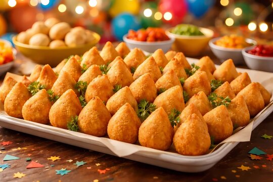 coxinhas de frango em um anivers&aacute;rio