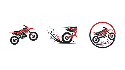Motocross Bike Icons: Speed, Action, and Design Elements © MHM99