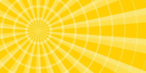 Fototapeta premium Yellow abstract background with light of sunburst. yellow starburst with halftone. sun ray retro background with flash