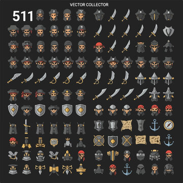 Collection of various medieval weapon icons.