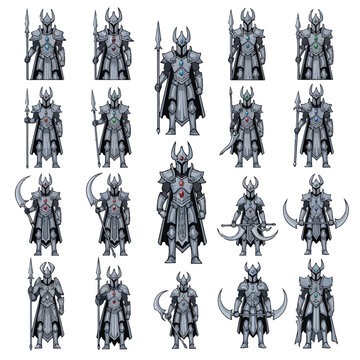 Collection of Fantasy Warrior Characters in Armor.
