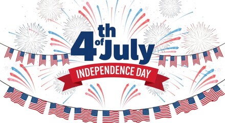 Obraz premium Festive 4th of july celebration independence day fireworks and patriotic bunting