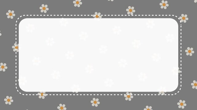 Daisy Floral Border Animation with Blank White Copy Space Frame on Gray Background