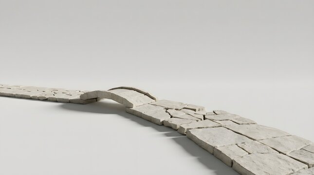 Stone path with a bridge and broken segments