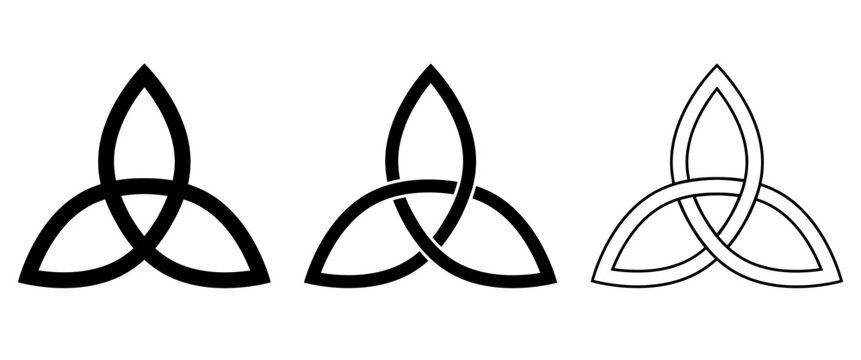 Trinity Knot Symbol Collection Celtic Triquetra Icon Set Sacred Geometry Minimal Line Design Isolated Spiritual Symbol Editable High Resolution