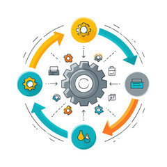 Obraz premium Circular Technology Workflow Diagram