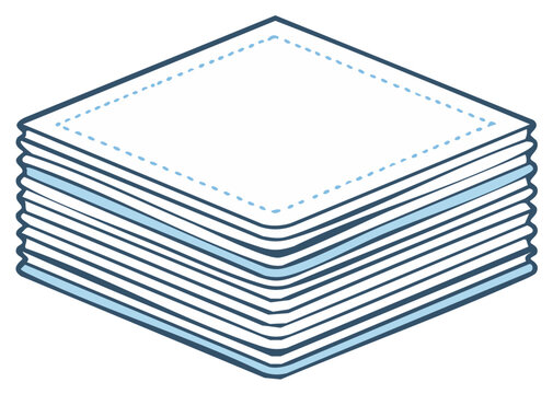 Stack of Square Napkins with Dotted Border Pattern Design Element